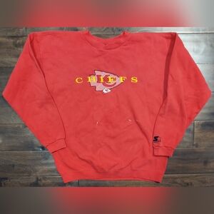 Vintage Starter Kansas City Chiefs Embroidered Sweatshirt L football crewneck